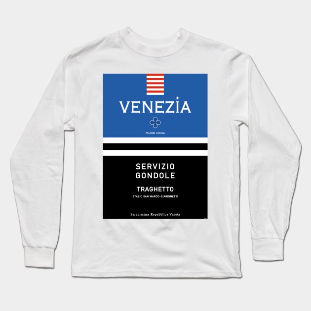 Venise Venezia Motoscafi Vaporetto Gondole Rialto San Marco Long Sleeve T-Shirt by PB Mary